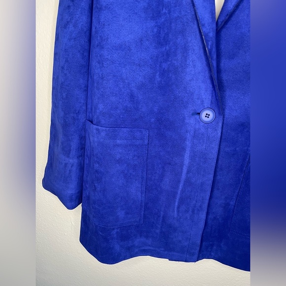 Vintage Lilli Ann Ultrasuede Blazer Royal Blue Sz L 💙 - Picture 4 of 6